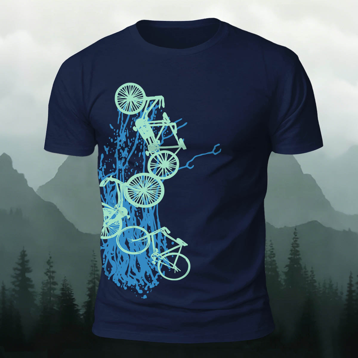 Artistic Bicycle Print Outdoor Casual Cotton T-Shirt
