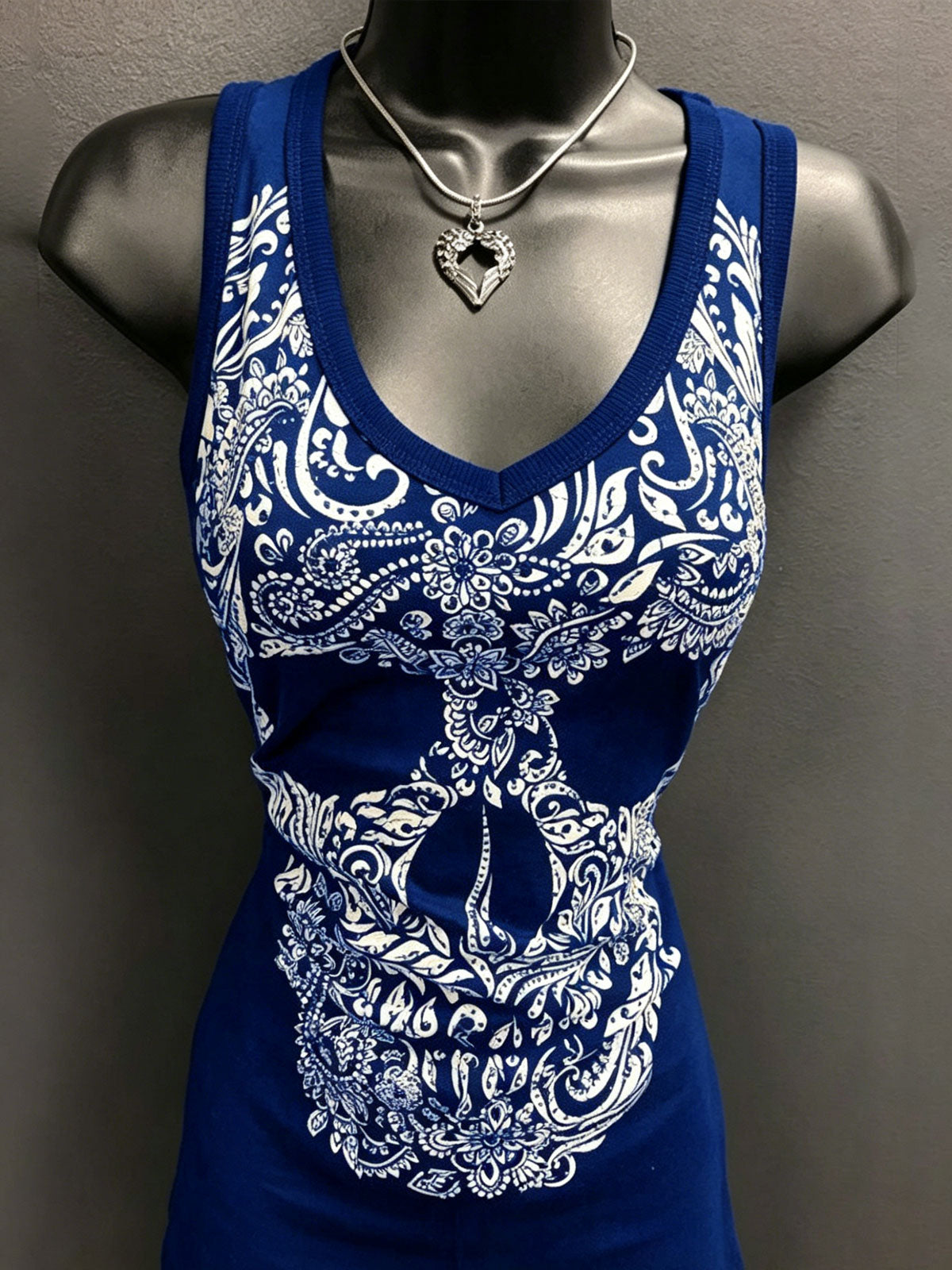 Fashion Sexy Crew Neck Skull Print Sleeveless Vest