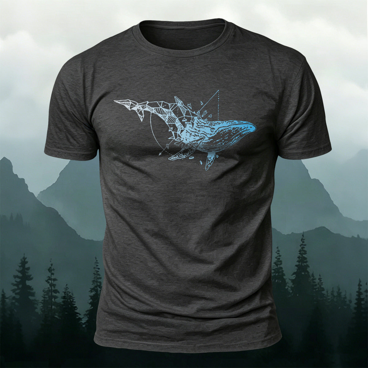 Whale-Print Design Casual 100% Cotton T-Shirt