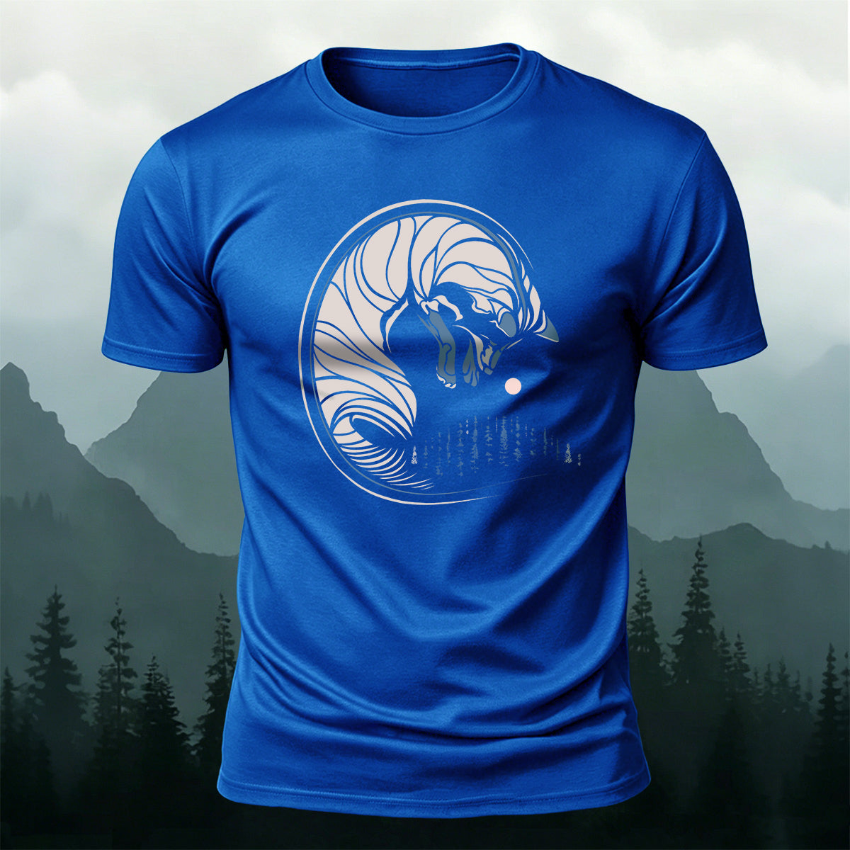 Fox Sketch Print Outdoor Comfort Cotton T-Shirt