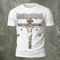 Vintage Letter Cross Crew Neck Premium Cotton T-Shirt