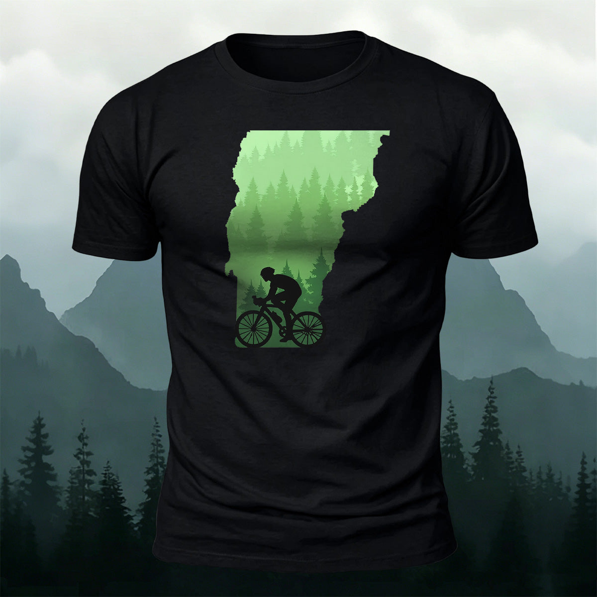 Outdoor Cycling Print Combed Cotton Comfort T-Shirt Black