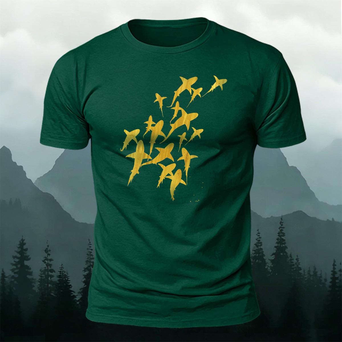Fun Flying Fish Pattern Fashion Skin-friendly T-shirt