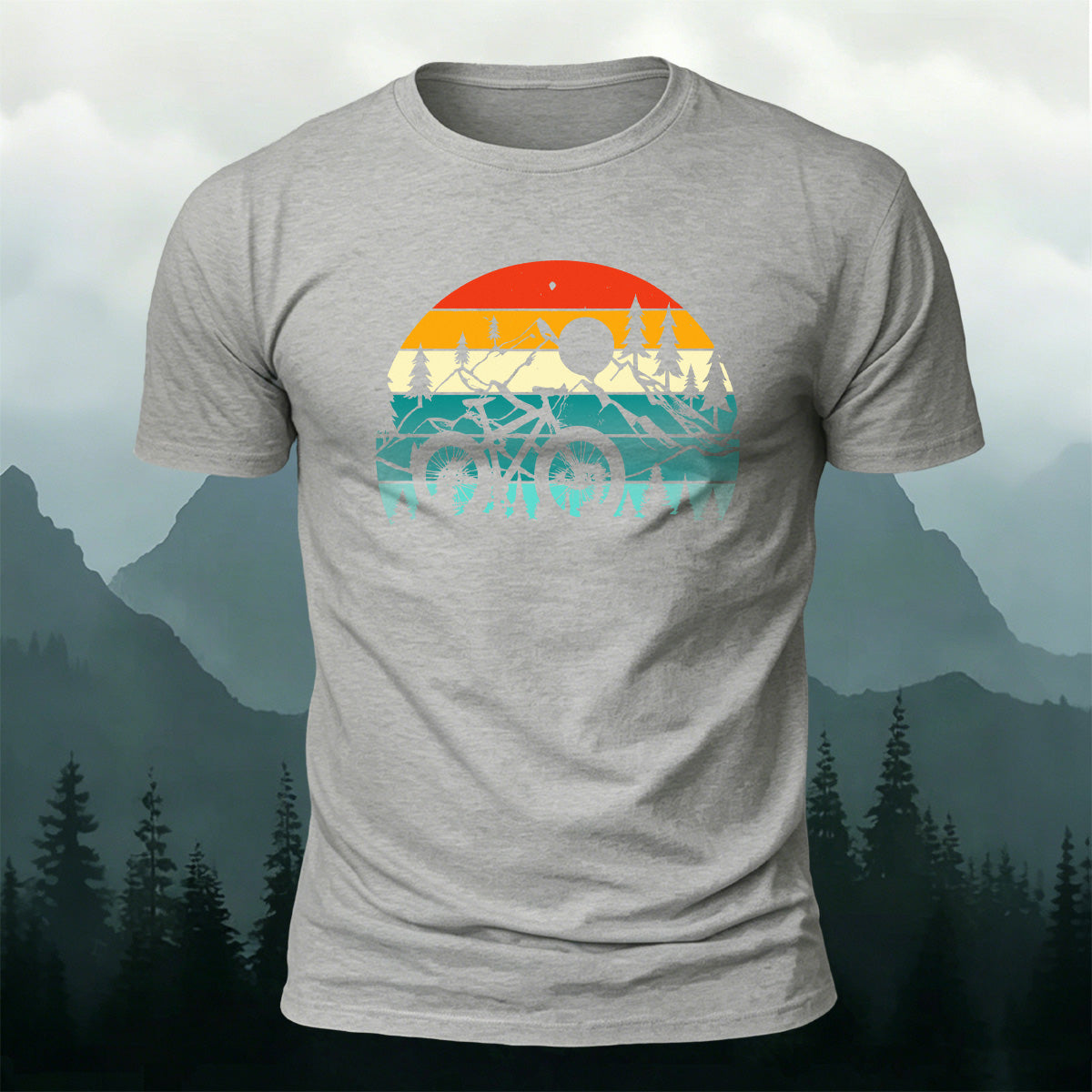 Mountain Biking in the Woods - Illustrated Cotton T-Shirt