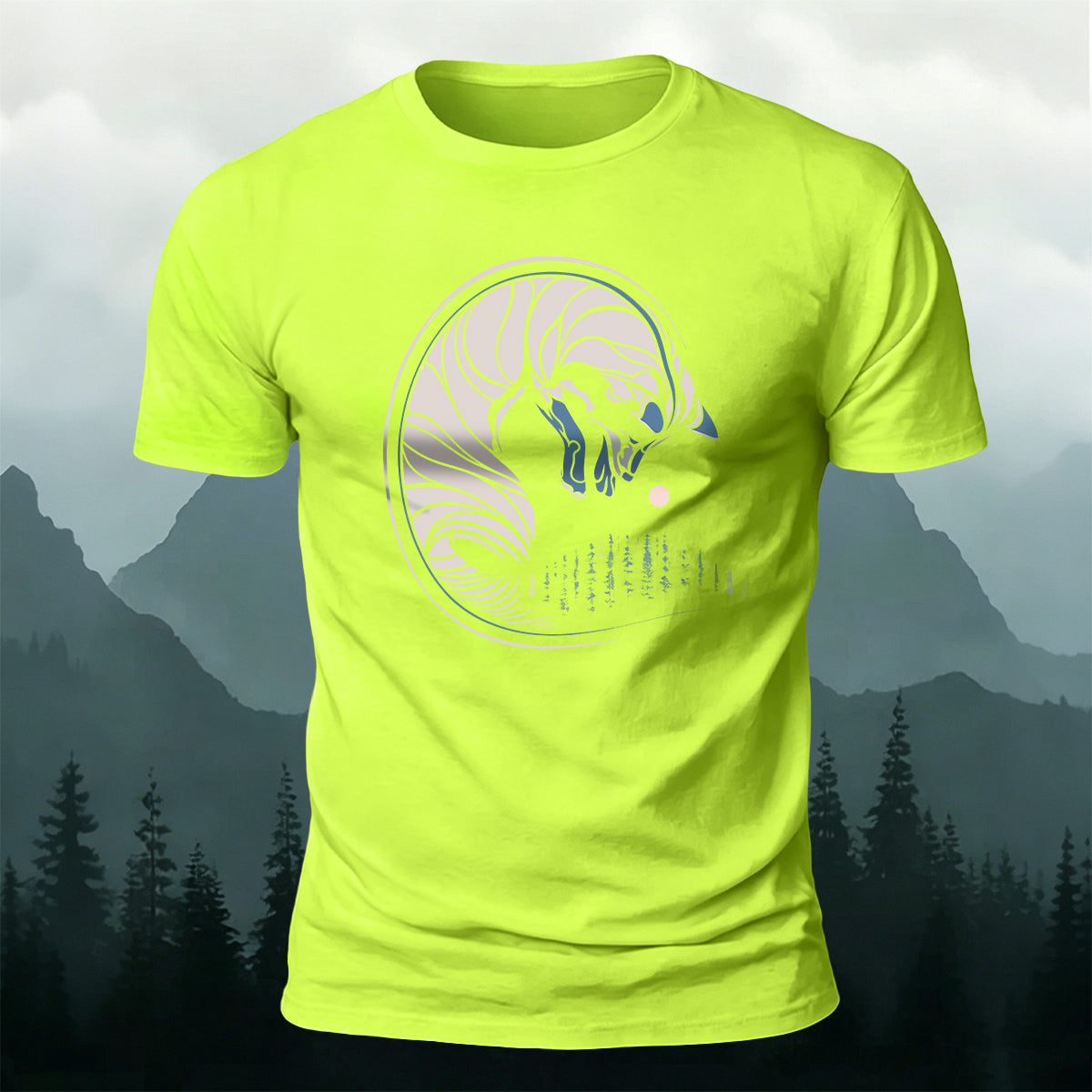 Fox Sketch Print Outdoor Comfort Cotton T-Shirt