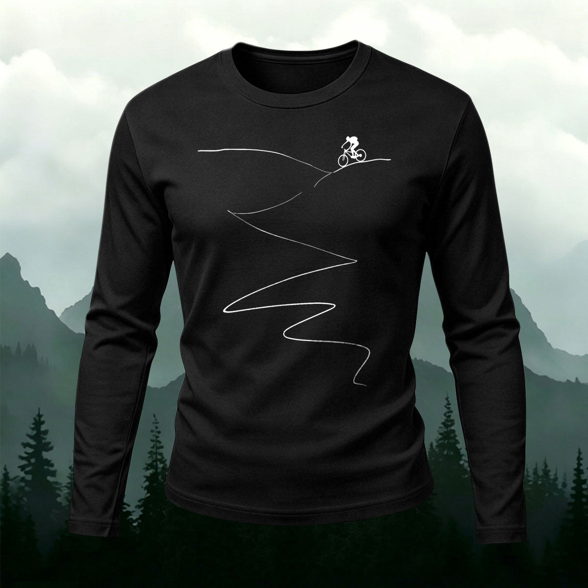 Cycling Lines Outdoor Casual Long-Sleeve Cotton Tee