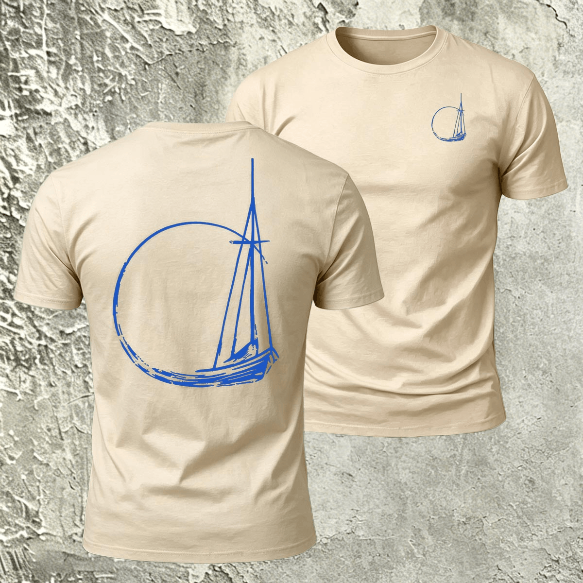 Minimalist Sailboat Line Fashion Skin-Friendly T-Shirt