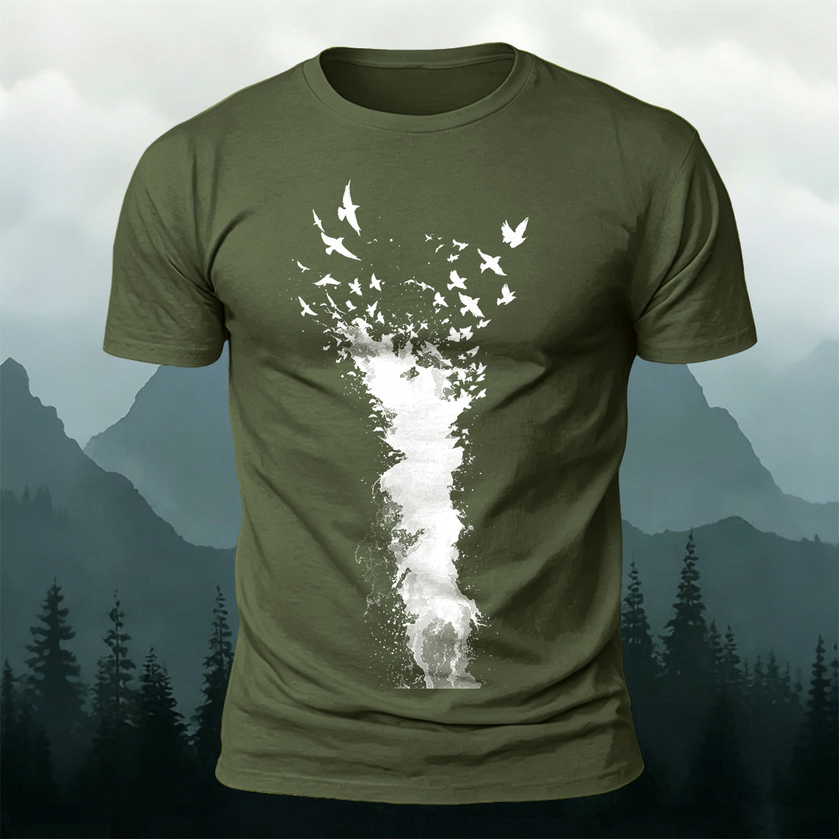 Flying Bird Graphic Casual Breathable Crew Neck Tee AMG