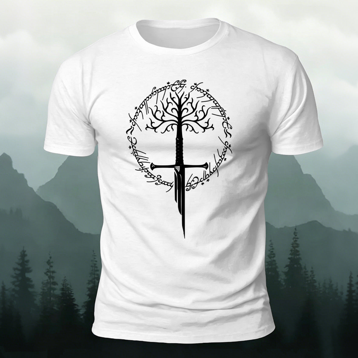 Artistic Pattern Minimalist Premium Cotton T-Shirt White