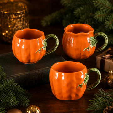 Festive 3D Pumpkin Ceramic Mug