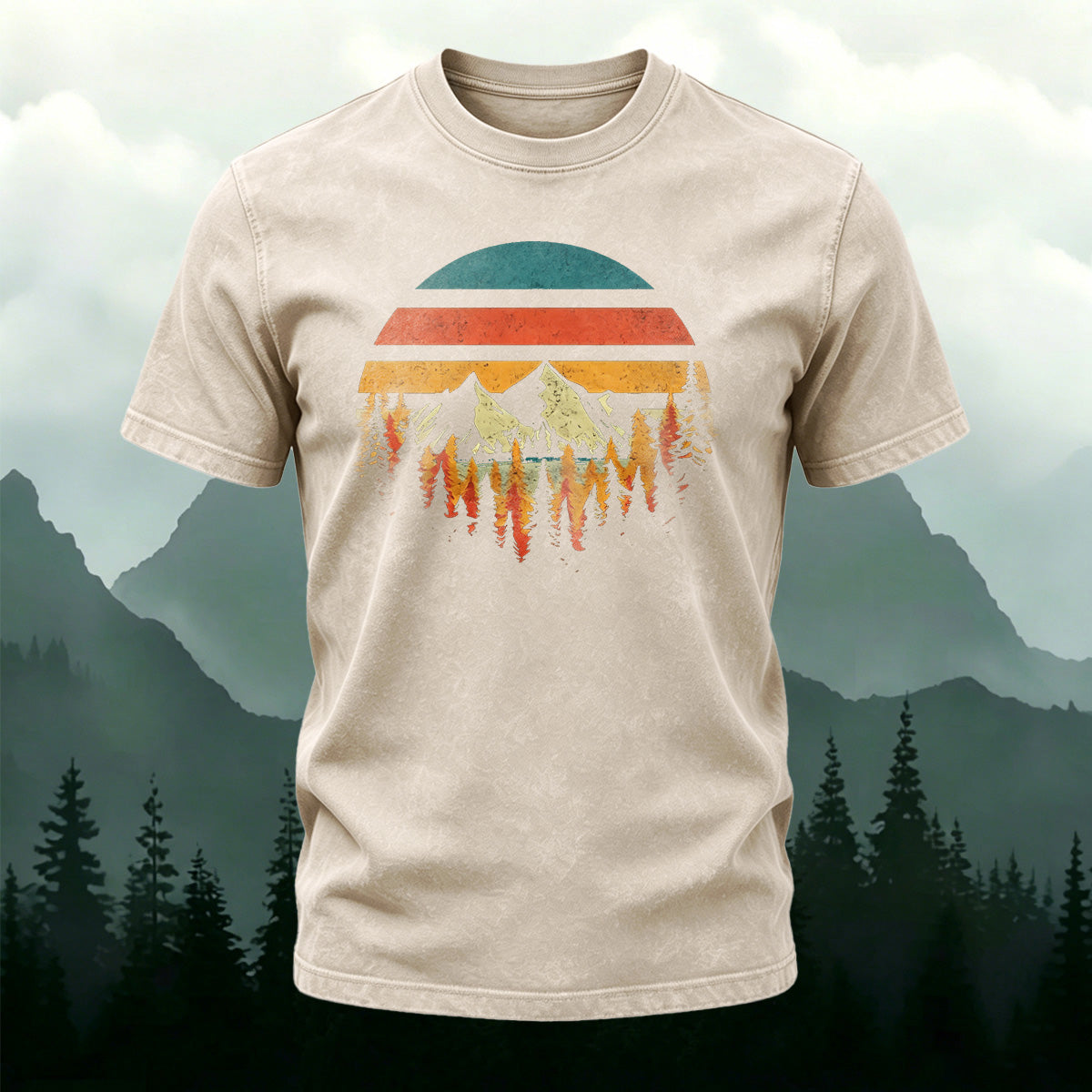 Colorful Landscape Print Ultra-soft Fabric Comfortable T-Shirt