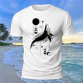 Whale Geometric Art Print 100% Cotton Casual T-Shirt