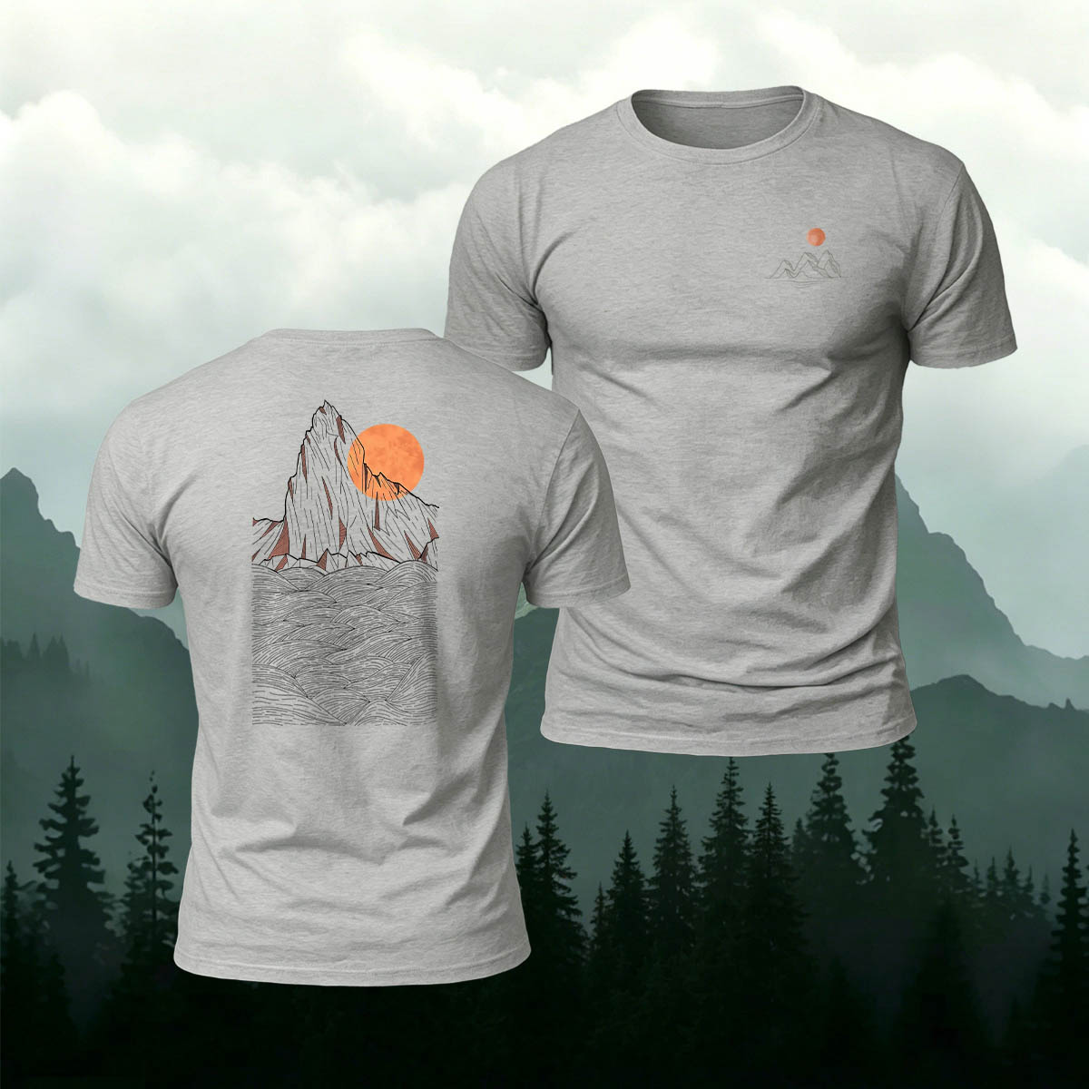 Mountain Sunset Outdoor Casual Breathable T-Shirt