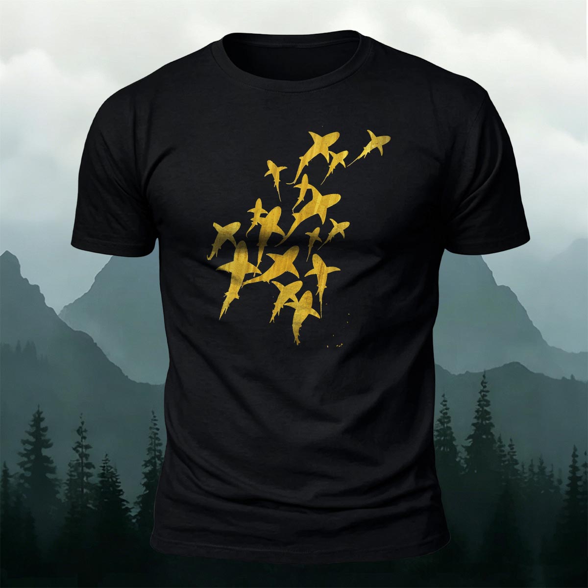 Fun Flying Fish Pattern Fashion Skin-friendly T-shirt