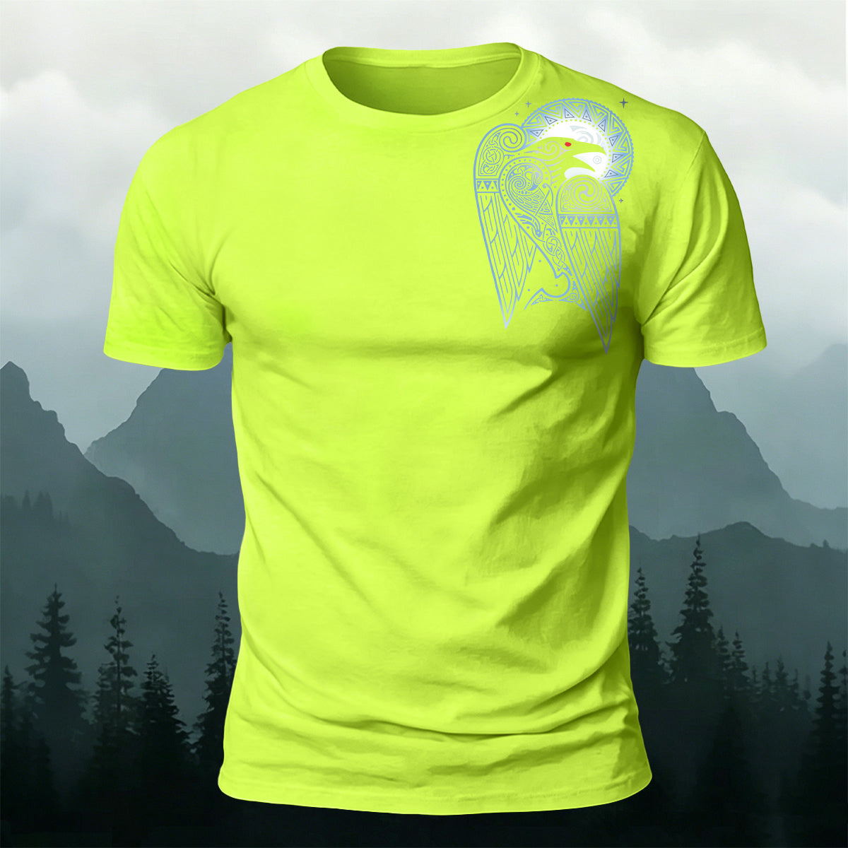Raven Totem Print Soft-Touch Cotton T-Shirt
