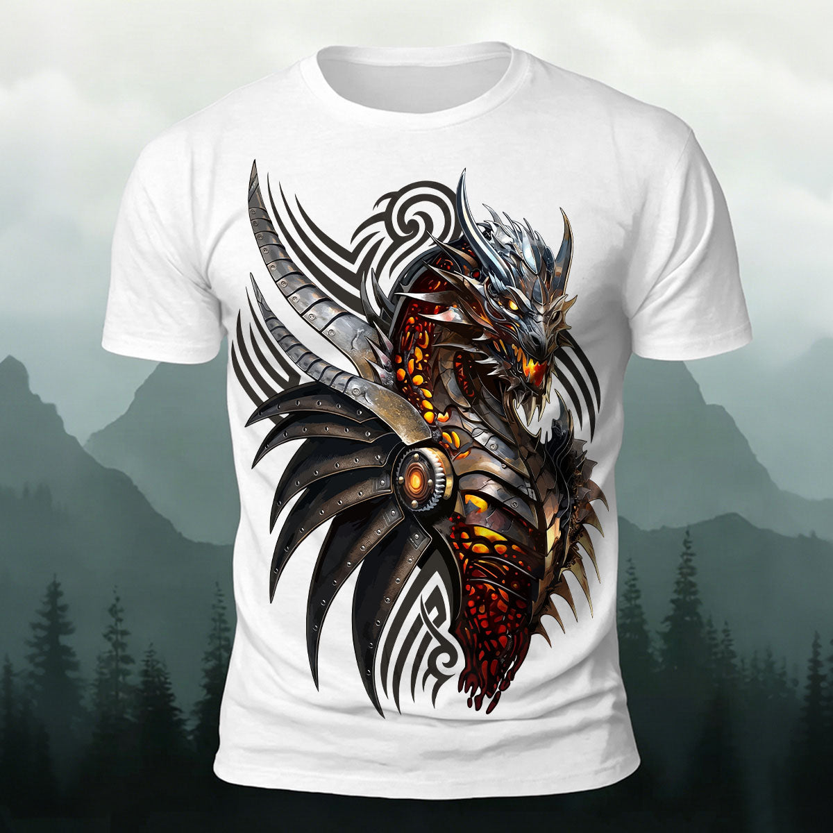 Storm Dragon Print Casual Fashion T-Shirt