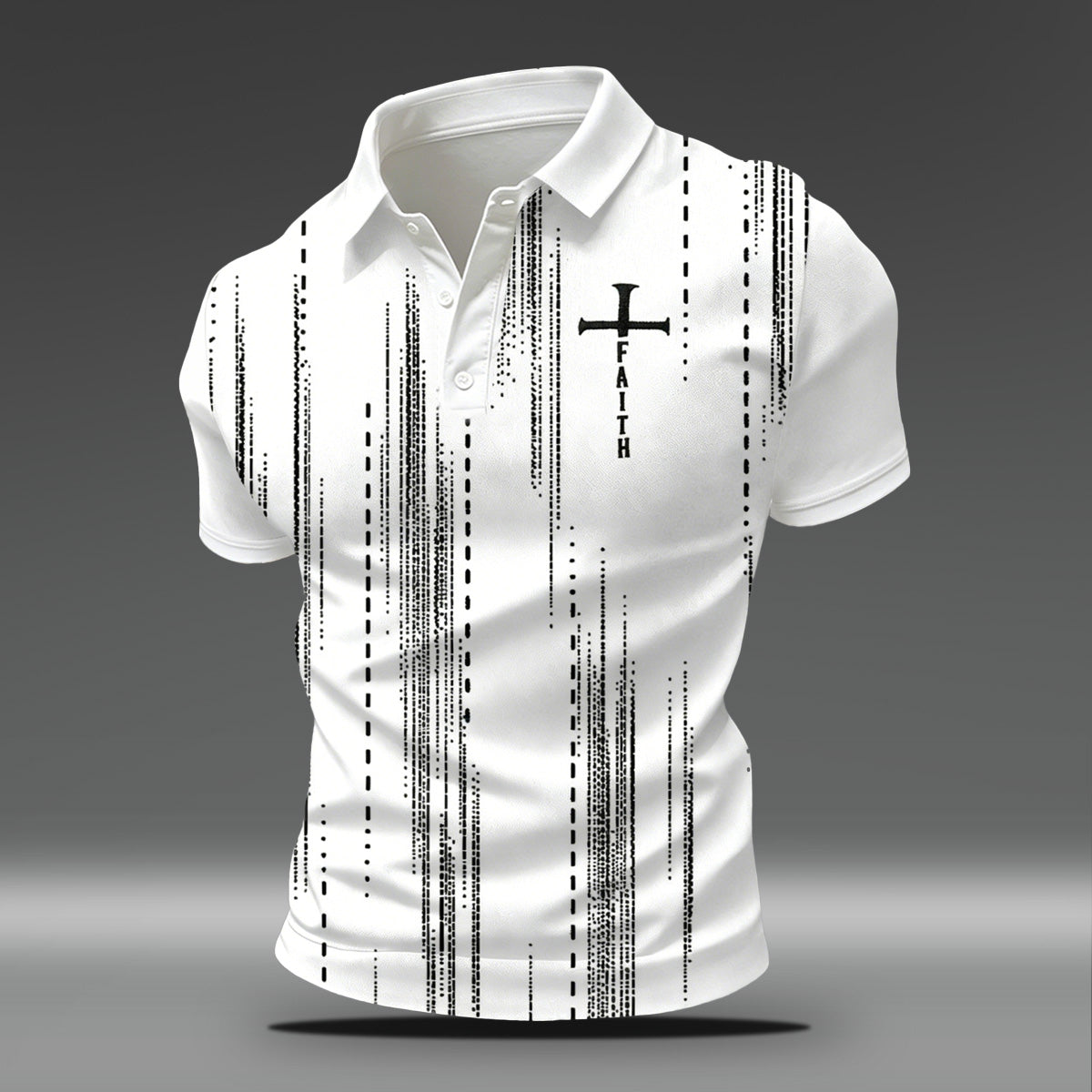 Line Cross Graphic Fashion Casual Polo Shirt