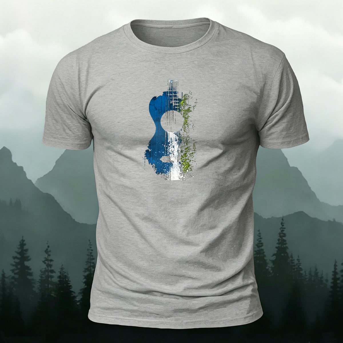 Special Waterfall Print Natural Style Casual T-shirt