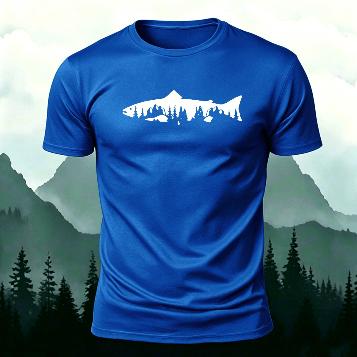 Fish Print Natural Casual Premium Cotton T-Shirt