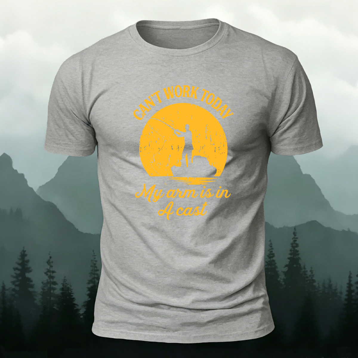 Angler Pattern Minimalist Breathable Cotton T-shirt