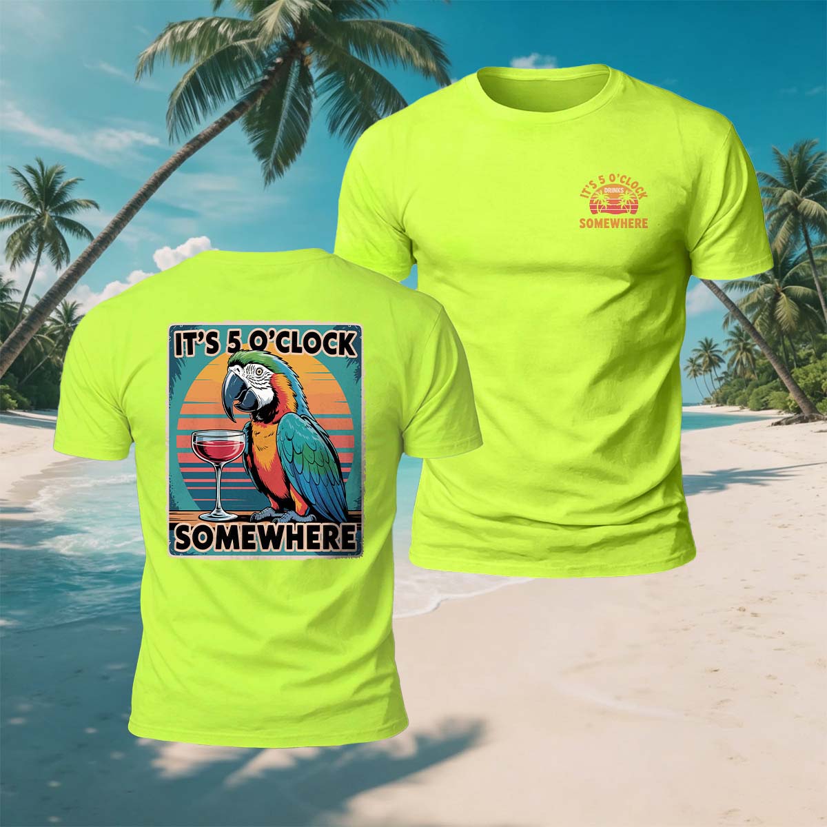 Fun Parrot Red Wine Print Casual Breathable Tee