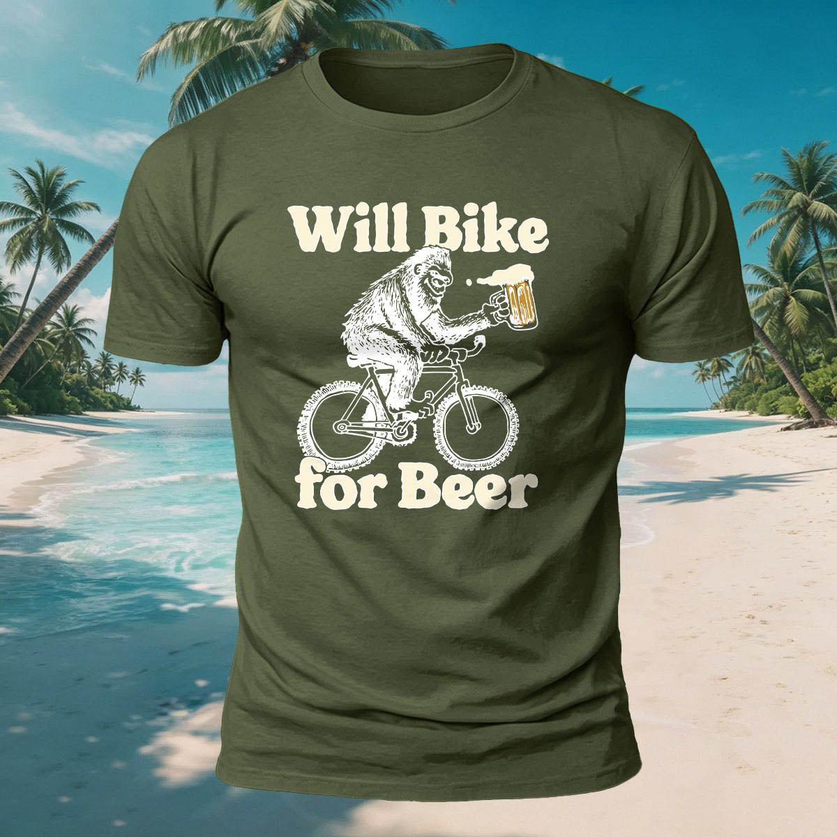 Fun Gorilla Beer Print Casual Skin-Friendly T-Shirt