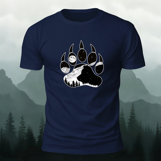 Animal Footprint Outdoor Casual Skin-friendly Tee Navy