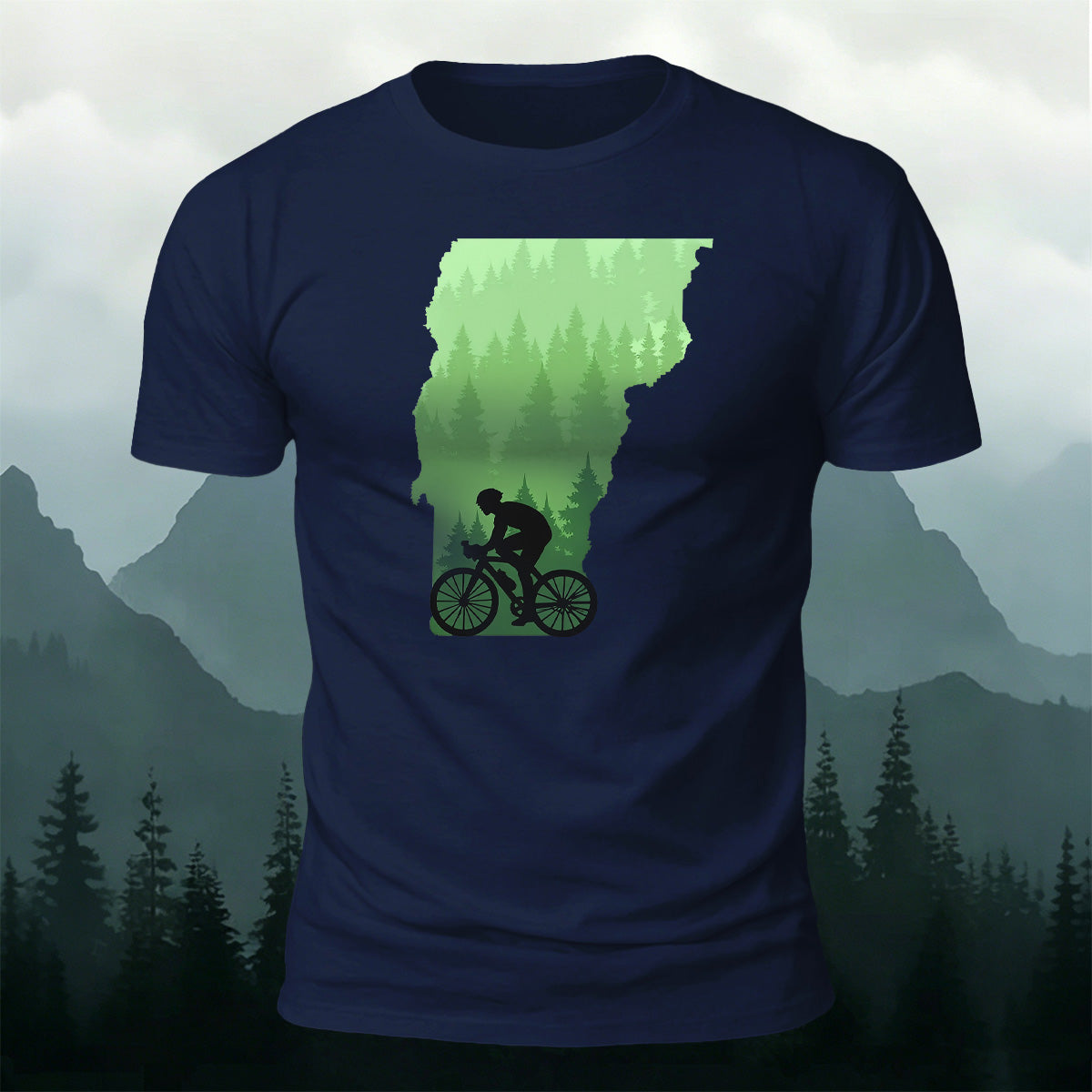 Outdoor Cycling Print Combed Cotton Comfort T-Shirt Navy