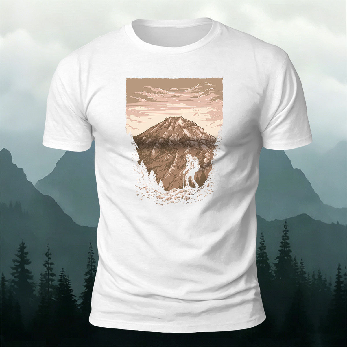 Mountaineer Art Print Casual Cotton T-Shirt