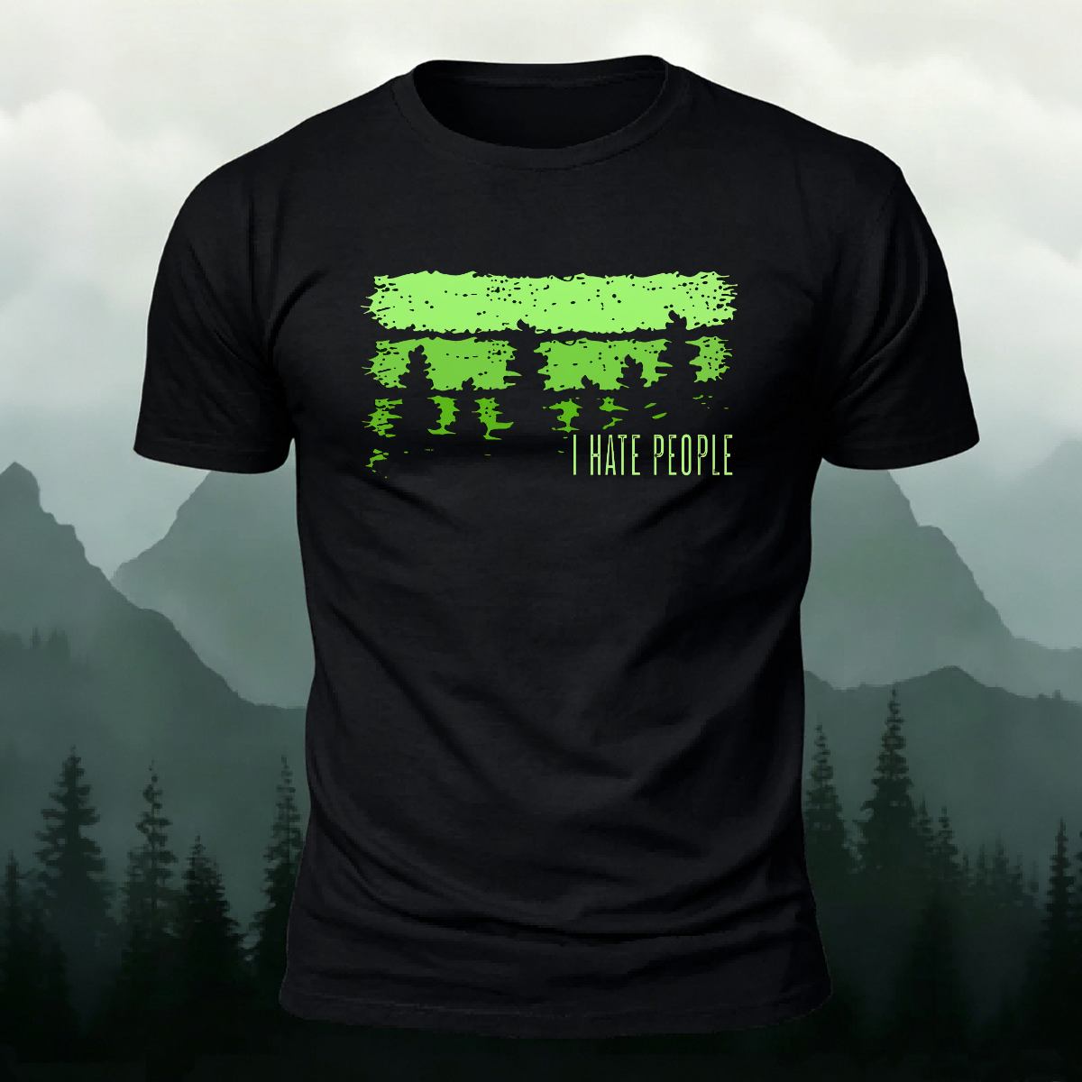 Green Printed Fashion Outdoor Breathable Material Tee Black