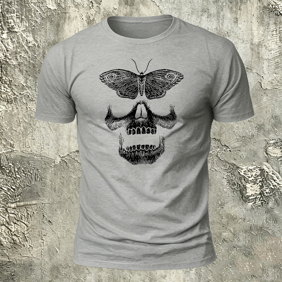 Vintage Butterfly Skull Print Casual Cotton T-Shirt