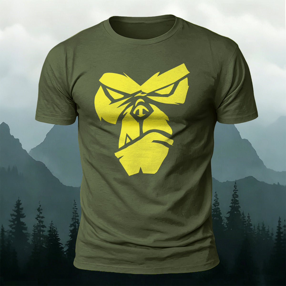 Cool Gorilla Face Print Casual Cotton T-Shirt