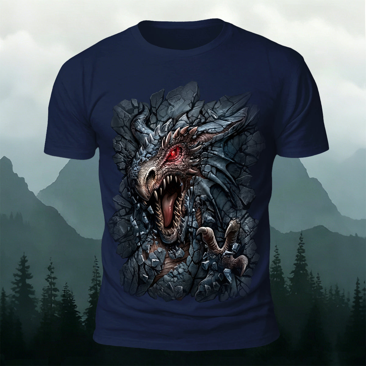Dragon Print Vintage Fantasy Casual T-Shirt