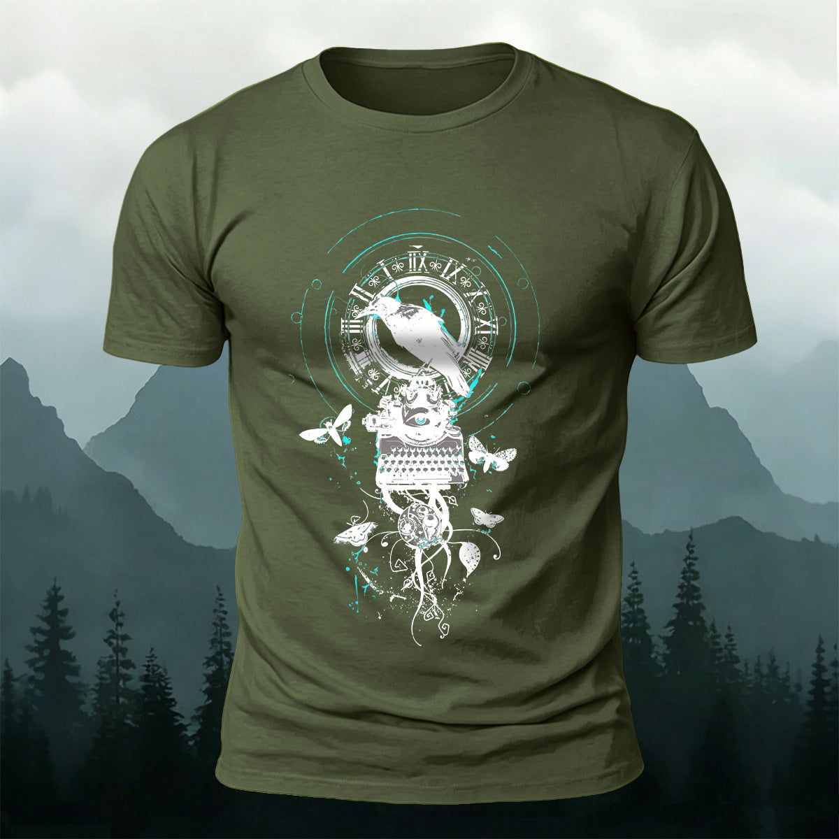 Artistic Bird Print Fashionable 100% Cotton T-Shirt
