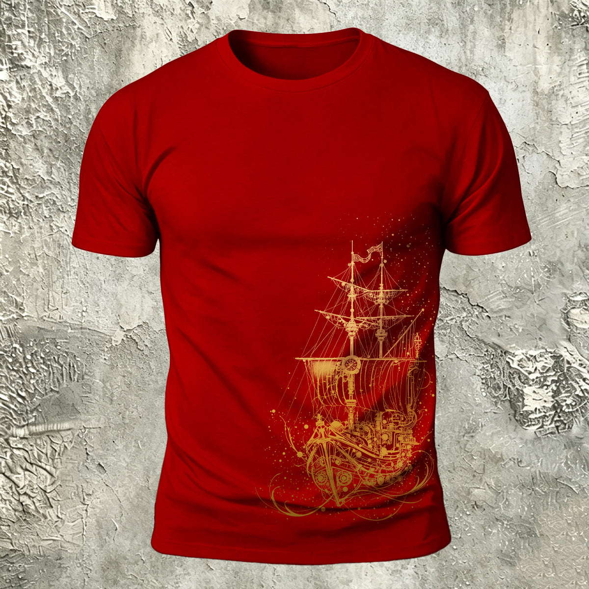 Sailboat Pattern Outdoor Premium Cotton T-Shirt