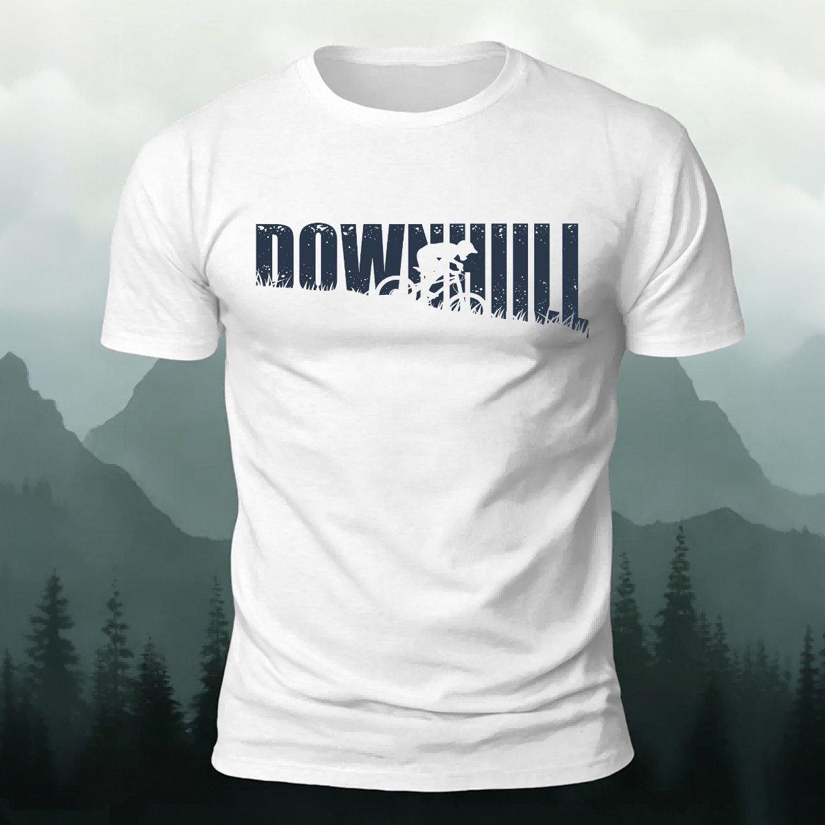 Minimalist Cycling Print Breathable Material Casual T-Shirt White
