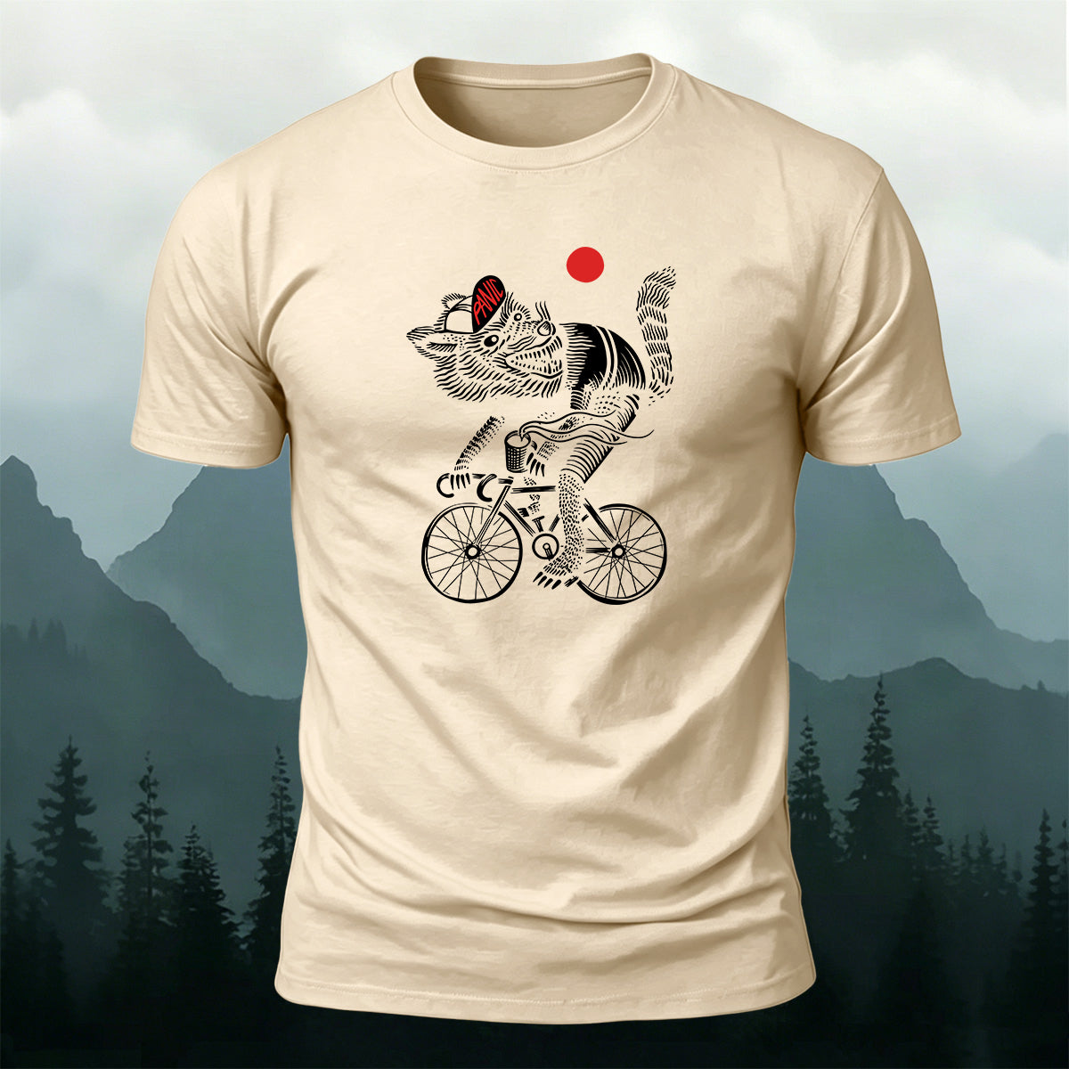 Wolf Riding Silhouette Print Casual Cotton T-Shirt