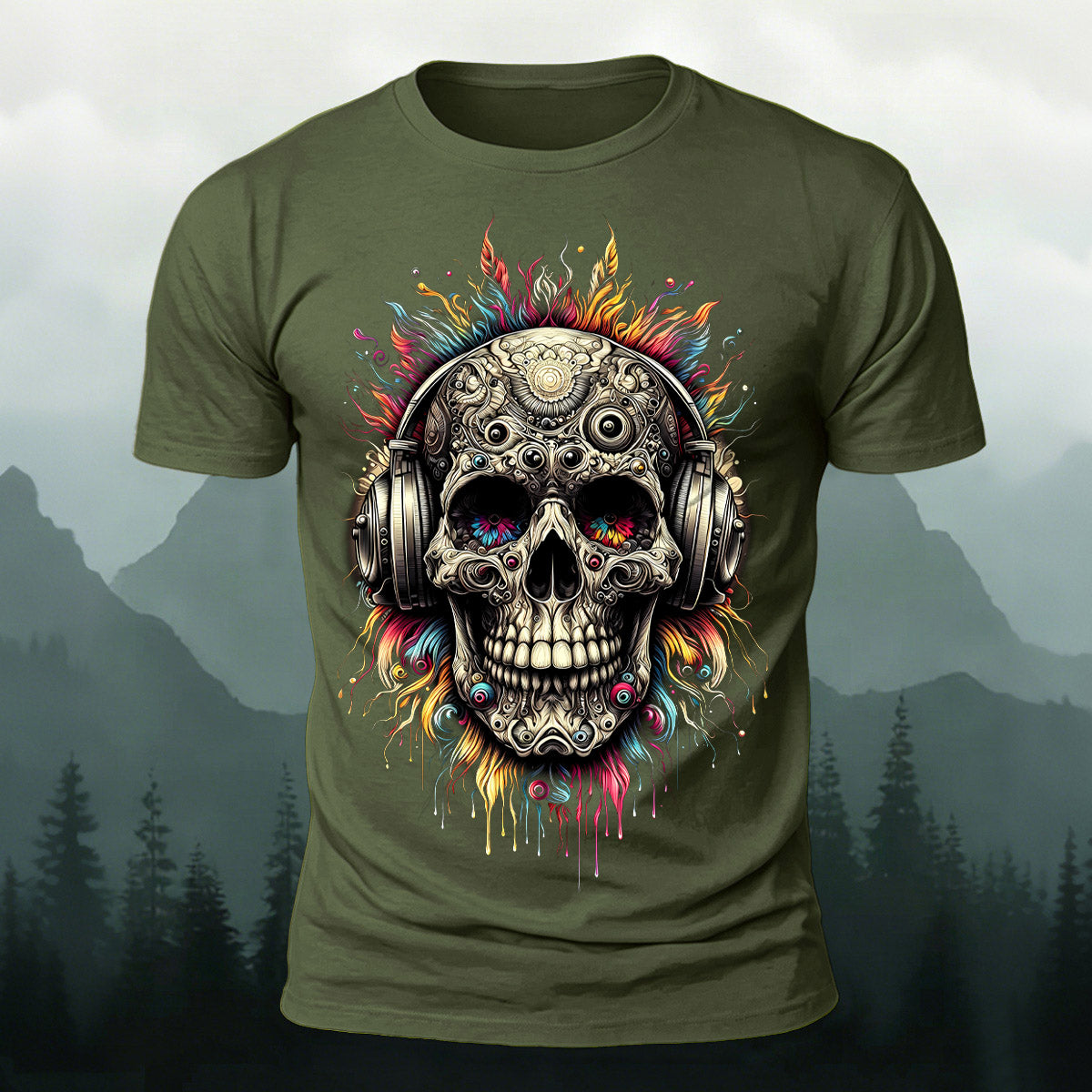 Music Skeleton Print Casual Skin-Friendly T-Shirt