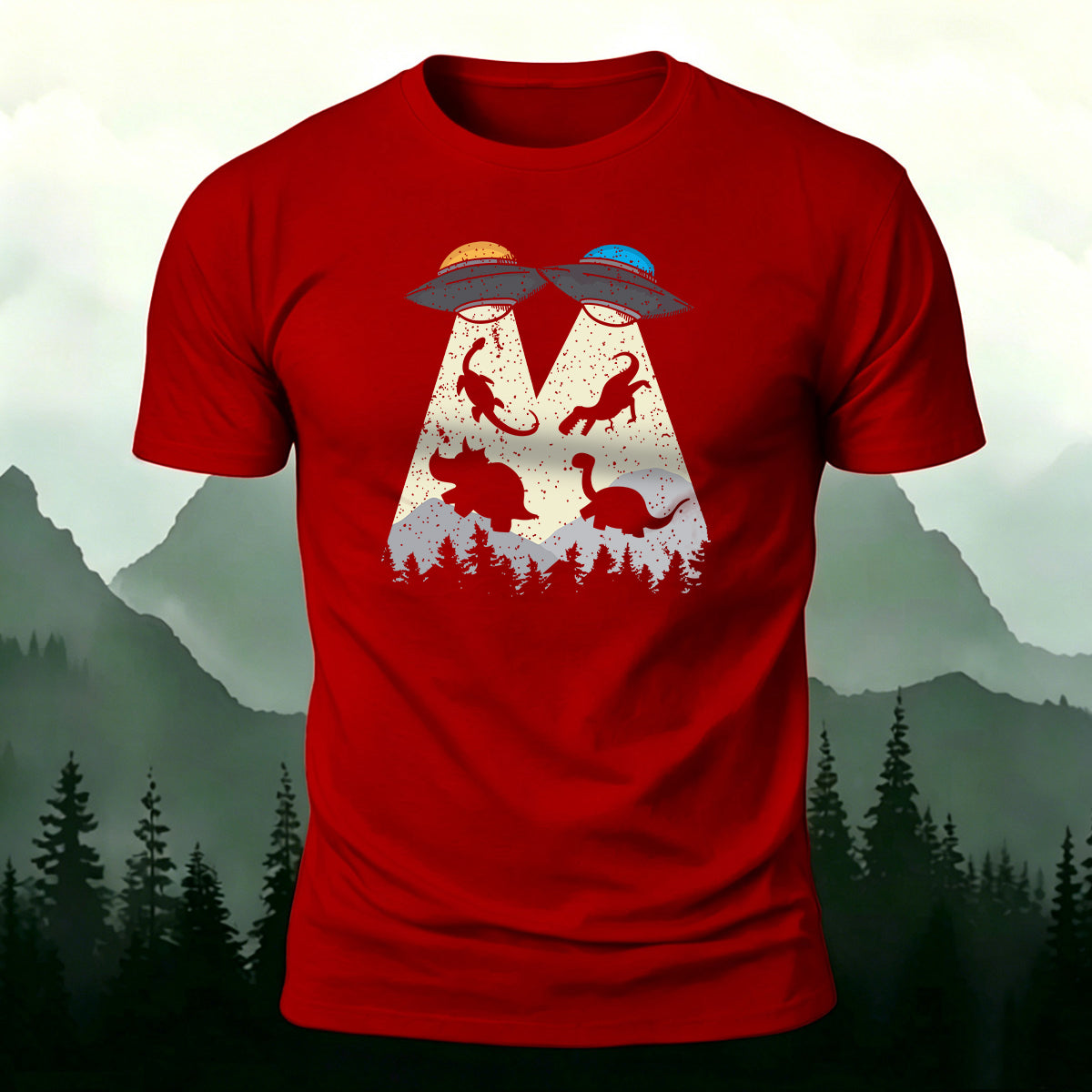 Alien Spaceship Design Casual Cotton T-Shirt
