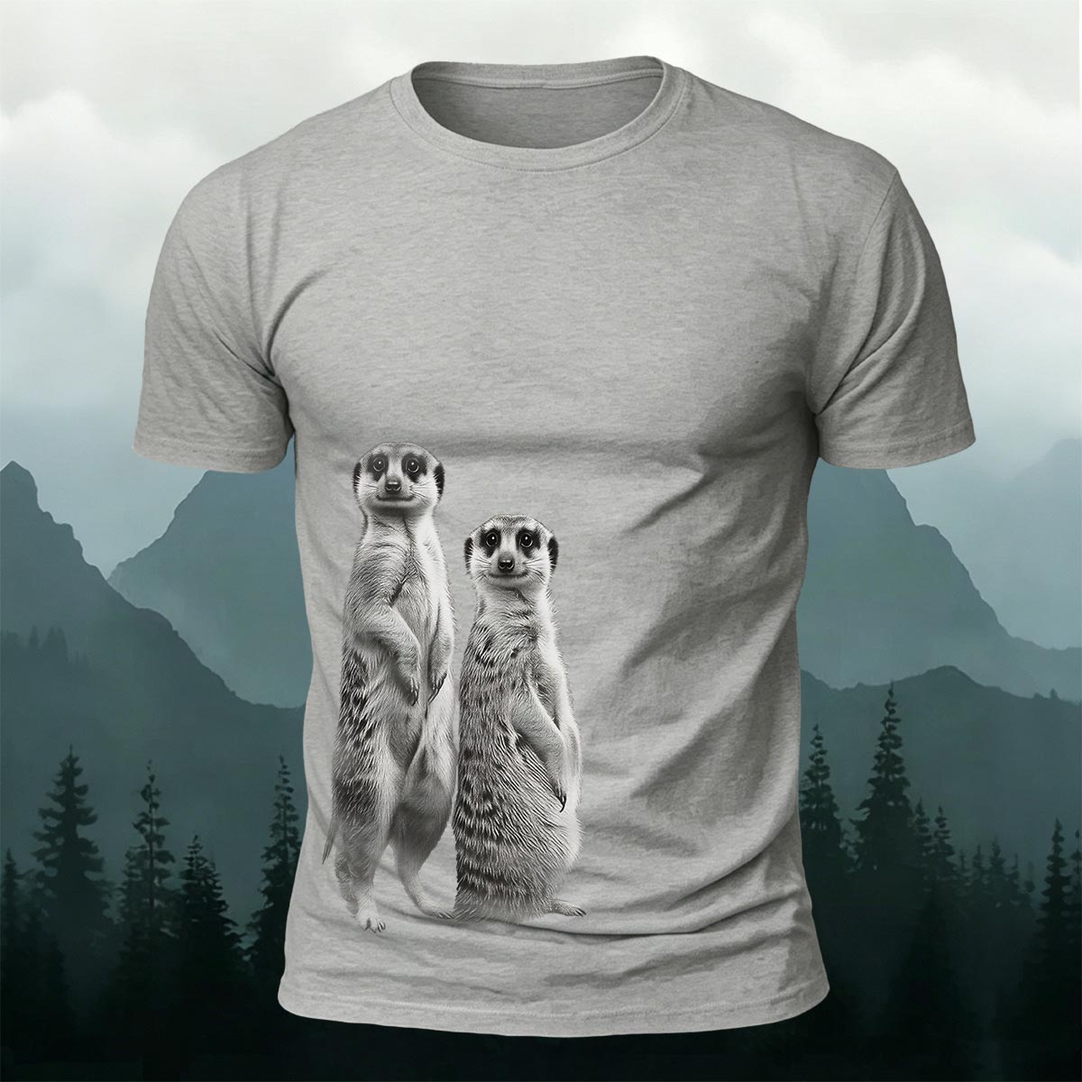 Cute Meerkat Print Cotton Casual T-Shirt
