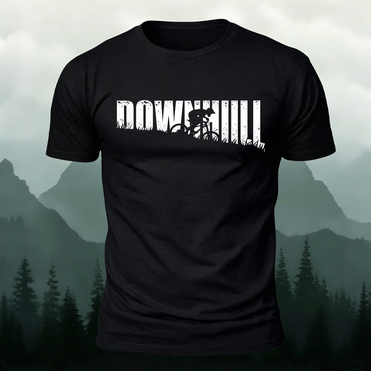 Minimalist Cycling Print Breathable Material Casual T-Shirt Black