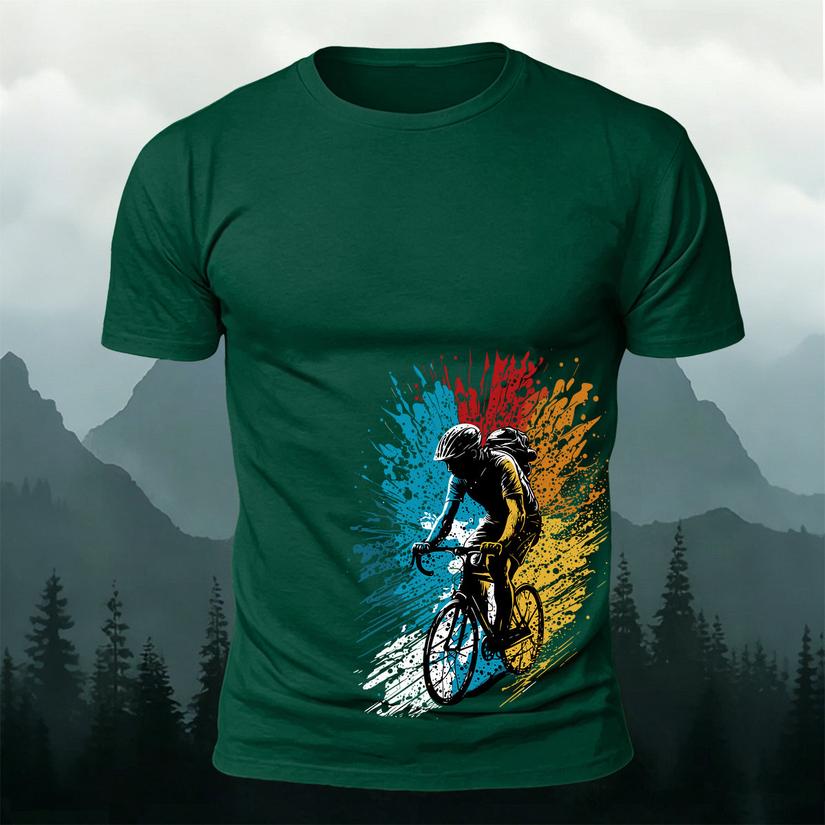 Painted Cycling Print Outdoor Breathable T-Shirt