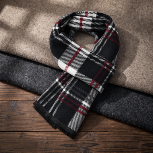 Wool Blend Soft Plaid Warm Men Scarf