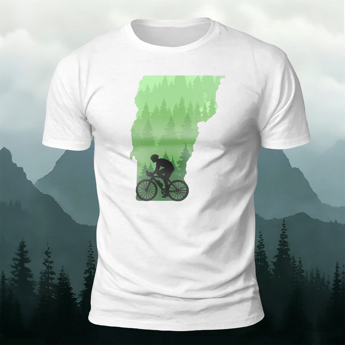 Outdoor Cycling Print Combed Cotton Comfort T-Shirt White