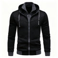 Double Zippers Casual Fleece-Lined Oversized Long-Sleeve Hooded Jacket