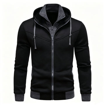 Double Zippers Casual Fleece-Lined Oversized Long-Sleeve Hooded Jacket