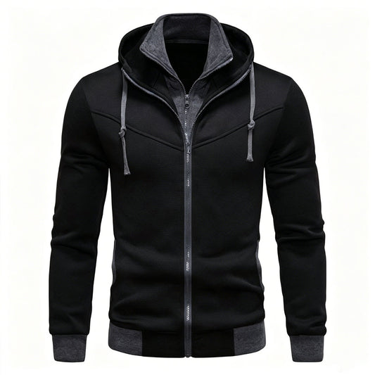 Double Zippers Casual Fleece-Lined Oversized Long-Sleeve Hooded Jacket