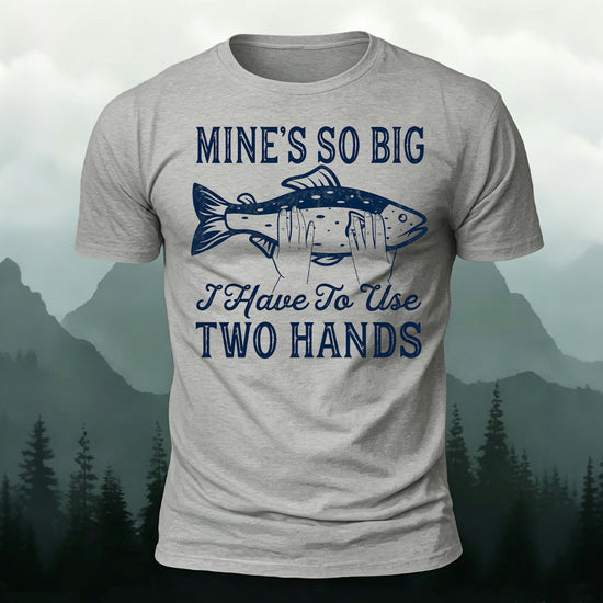 Big Fish in Hand Pattern  Daily Cotton T-shirt Grey