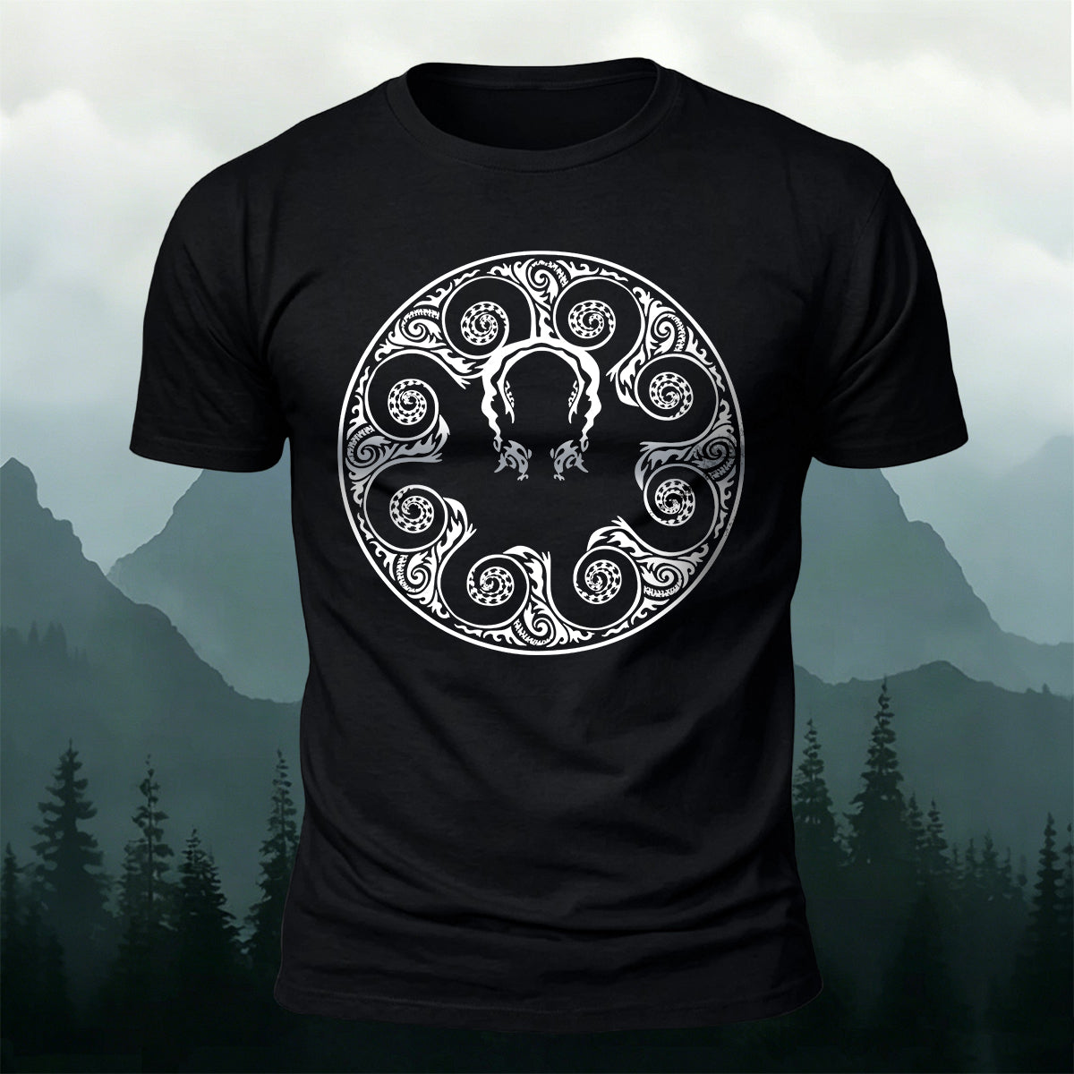 Octopus Openwork Round-Neck Printed Outdoor Cotton T-Shirt