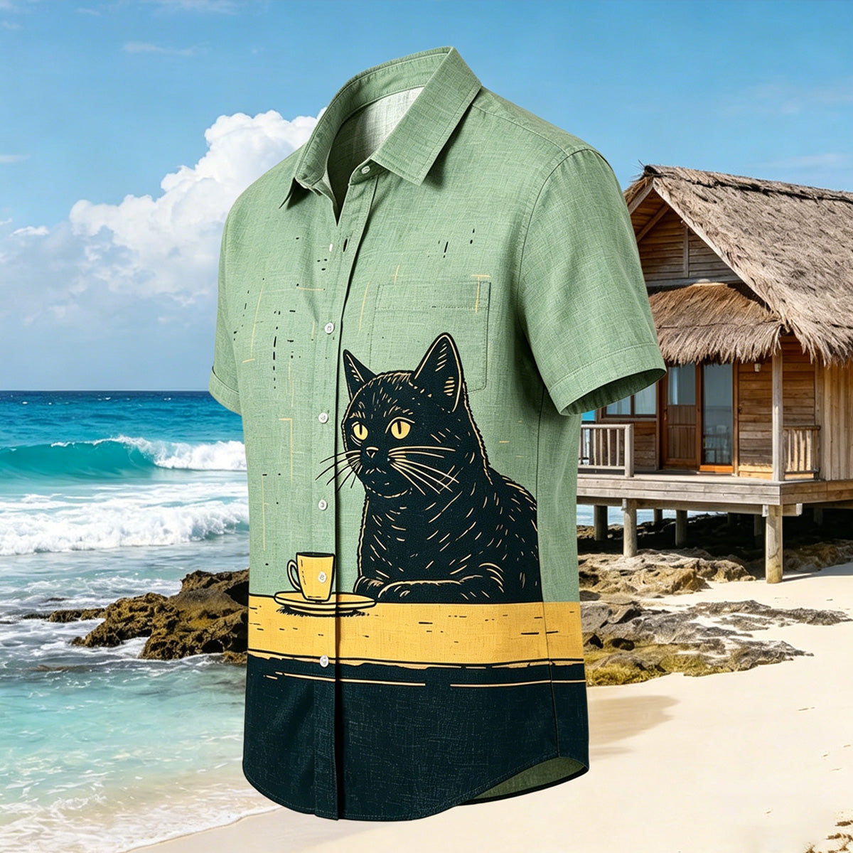 Leisure Cat Pattern Design Casual Shirt